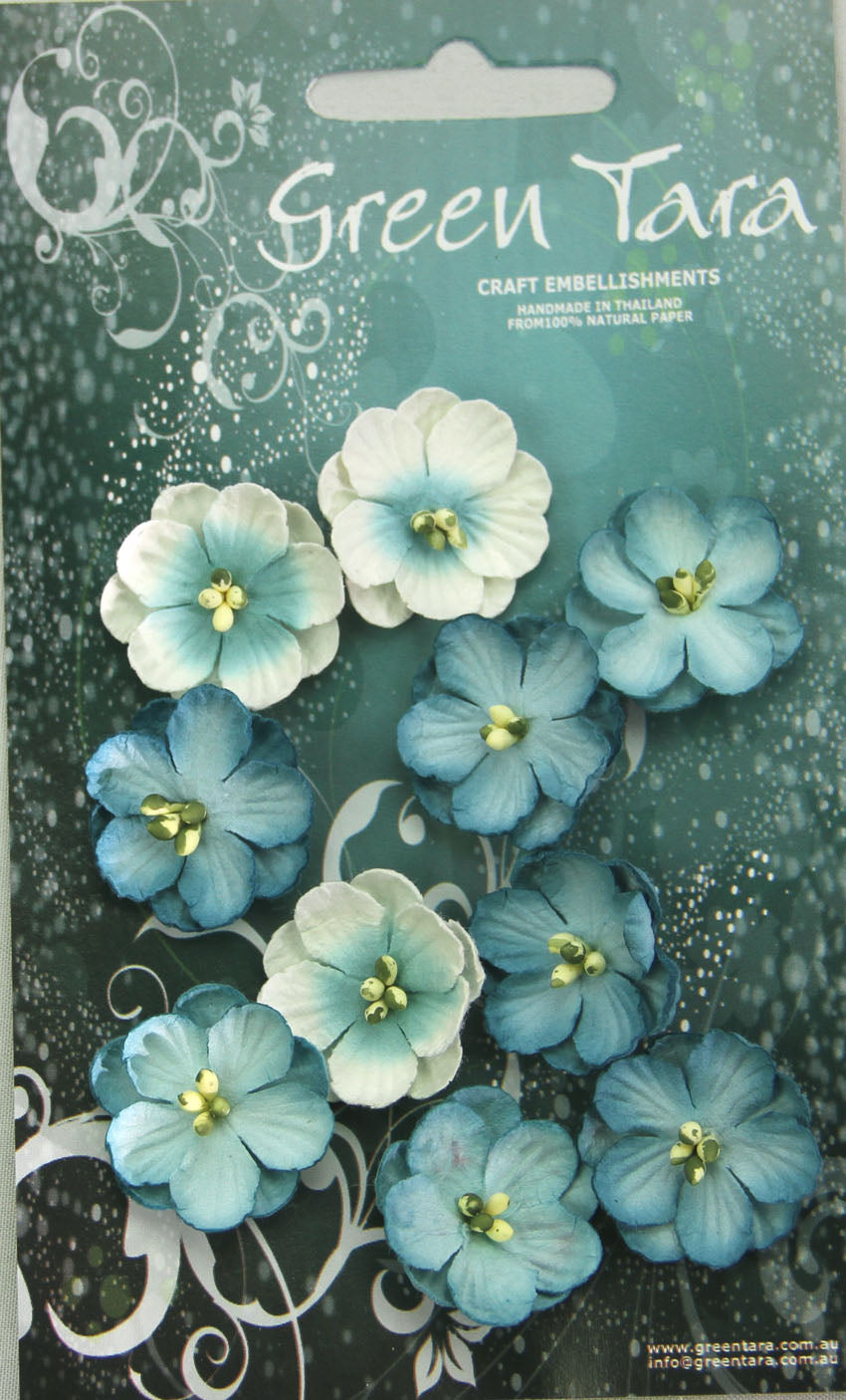 GREEN TARA Flowers - 10 Cherry Blossoms Blue CPB