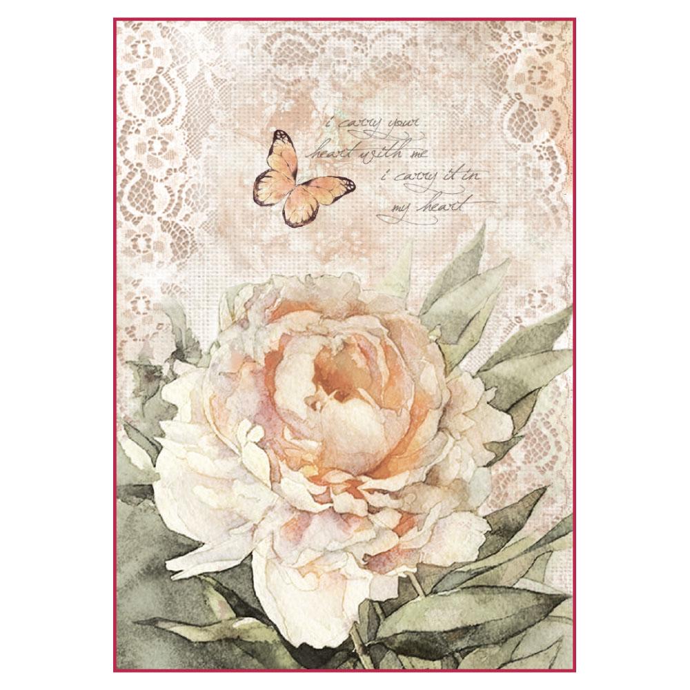 STAMPERIA  A4 Rice Paper Vintage Rose and Lace  DFSA4278