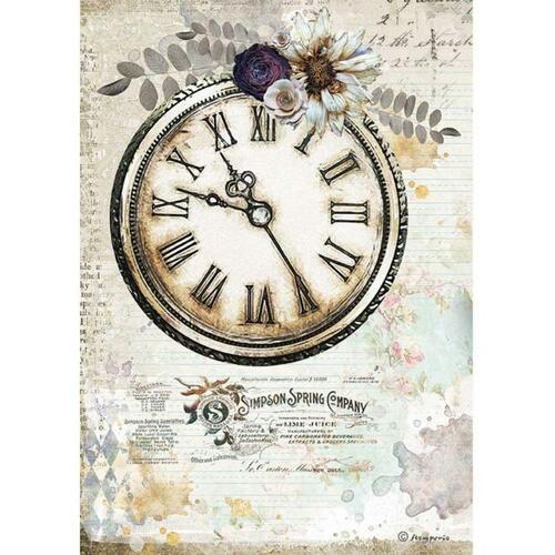 STAMPERIA Decoupage A4 Rice Paper Romantic Journal Clock 4555