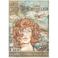 Stamperia rice paper A4Sir Vagabond Aviator Lady DFSA4701