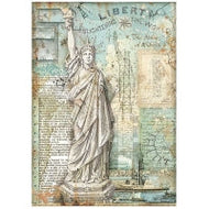 Stamperia rice paper A4  Sir Vagabond Aviator Stature of Liberty DFSA4702
