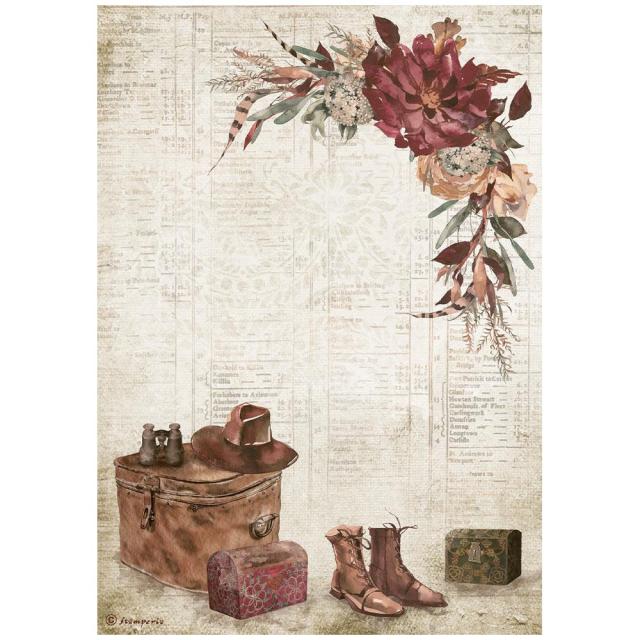STAMPERIA  A4 Rice Paper - OUR WAY COUNTRY ELEMENTS  DFSA4714