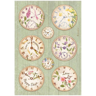 STAMPERIA Decoupage A4 Rice Paper WELCOME HOME CLOCKS DFSA4743