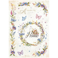 STAMPERIA Decoupage A4 Rice Paper WELCOME HOME GARLAND  DFSA4745