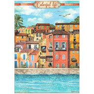 STAMPERIA  A4 Rice Paper - BLUE DREAM COLOURFUL LIFE   DFSA4746