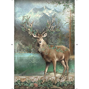 STAMPERIA  A4 Rice Paper - MAGIC FOREST DEER DFSA4750