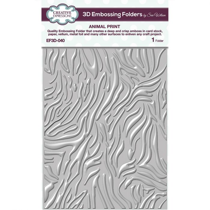 CREATIVE EXPRESSIONS 3D Embossing Folder by Sue Wilson - Animal Print EF3D-040
