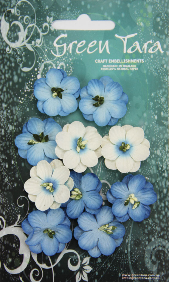 GREEN TARA Flowers - 10 Cherry Blossoms Bright Blue CPBB