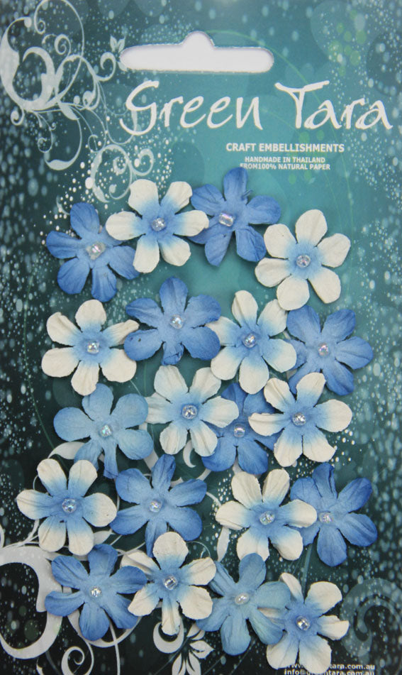 GREEN TARA Flowers - 20 Mini Flowers Bright Blue - MFBB