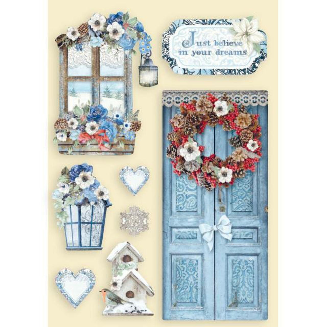 Stamperia Coloured Wooden Shapes Winter Tales Doors and Windows KLSP103