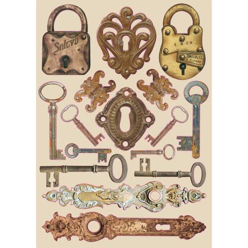 Stamperia Coloured Wooden Shapes Locks and Keys KLSP086