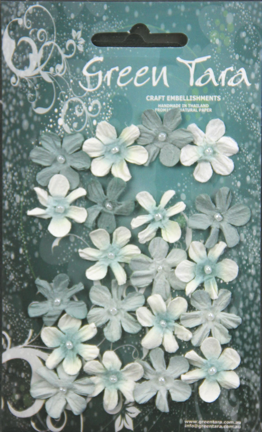 GREEN TARA Flowers - 20 Mini Flowers Blue - MFB