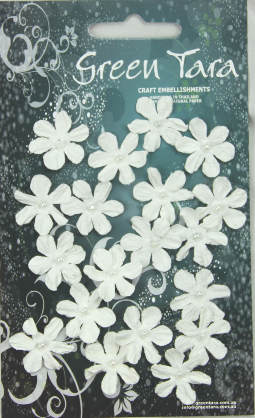 GREEN TARA Flowers - 20 Mini Flowers White - MFWh