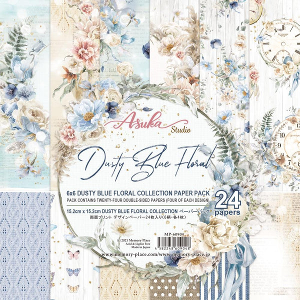 Paper Pack Dusky Blue Floral 6 x 6 - Asuka Studio