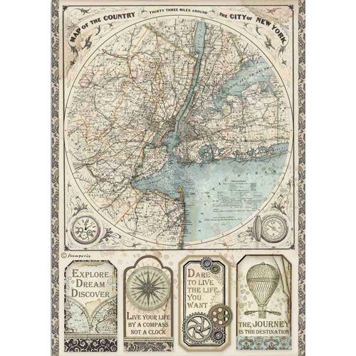 STAMPERIA Decoupage A4 Rice Paper Map of New York