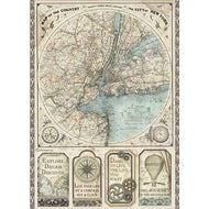 STAMPERIA Decoupage A4 Rice Paper Map of New York