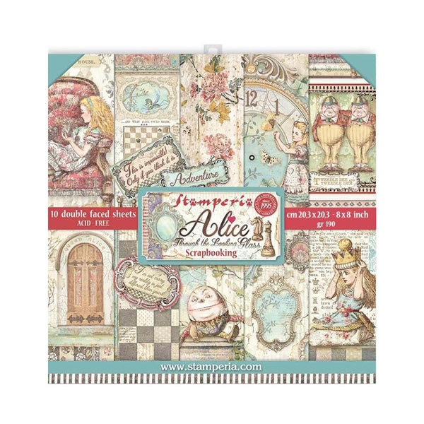 8X8 Paper pack STAMPERIA -  Alice through the looking glass SBBS42