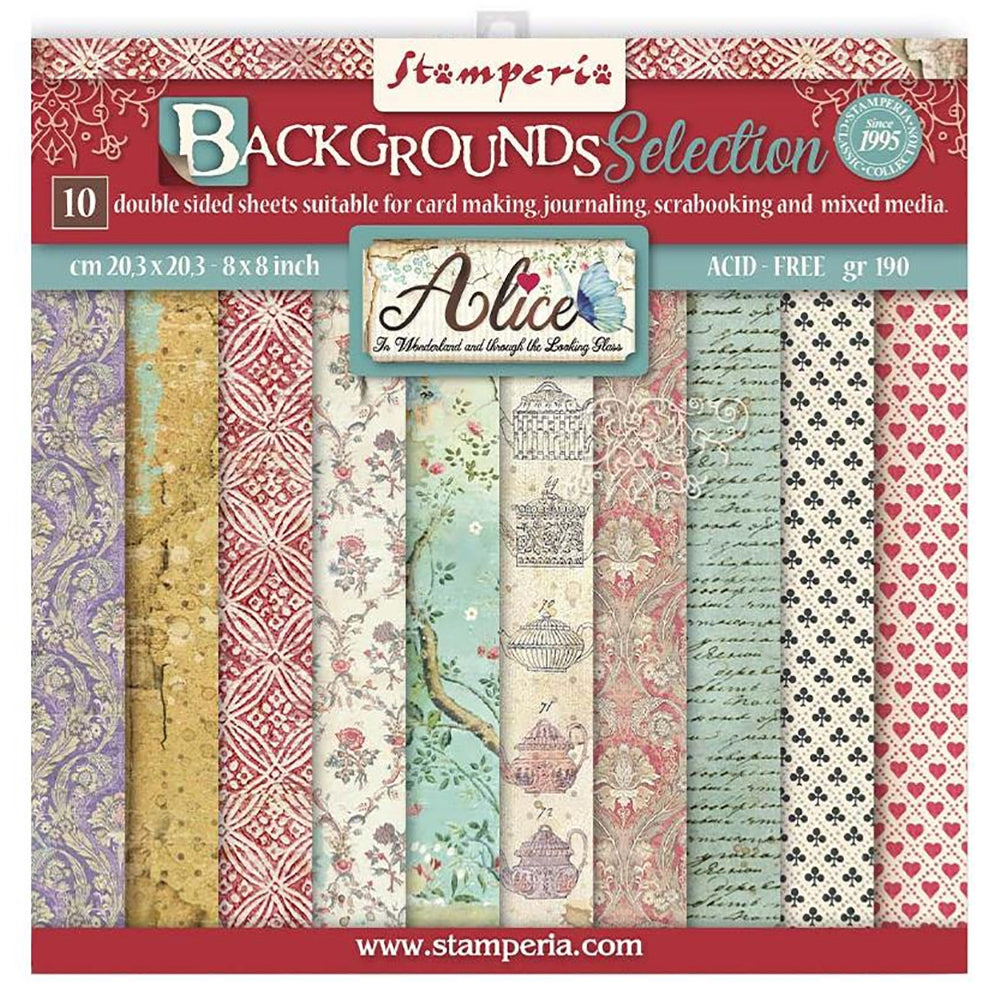 Alice 8x8 Paper pack STAMPERIA - Backgrounds Selection SBBS46