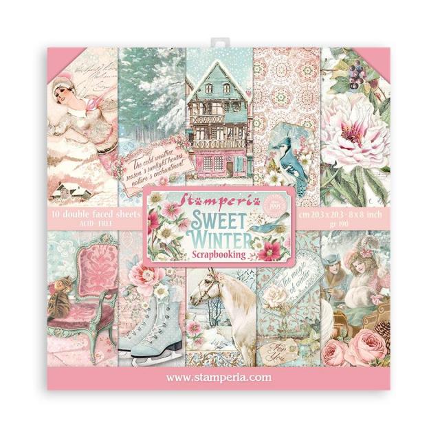STAMPERIA Paper Pack 8X8 - SWEET WINTER BACKGROUNDS SBBS72