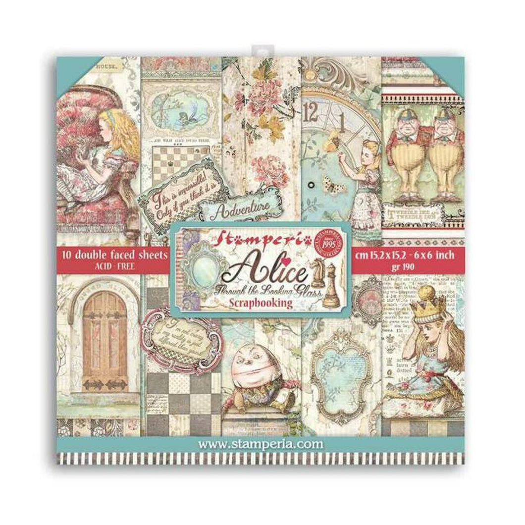 6 x 6in Paperpack STAMPERIA -Alice Through The Looking Glass SBBXS02