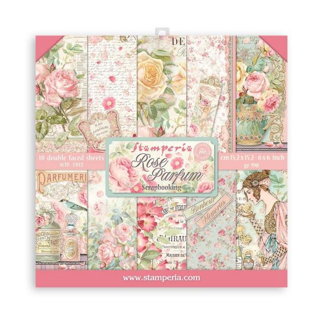 6 x 6in Paperpack STAMPERIA - ROSE PARFUM SBBXS26