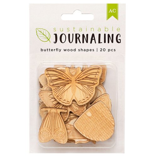 AMERICAN CRAFTS Journaling - Butterfly wood shapes 20pc