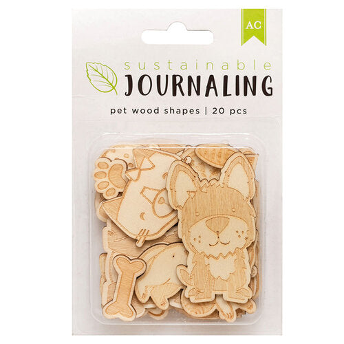 SALE AMERICAN CRAFTS Journaling - Pet wood shapes 20pc