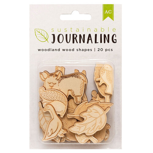 SALE AMERICAN CRAFTS Journaling - woodland wood shapes 20pc