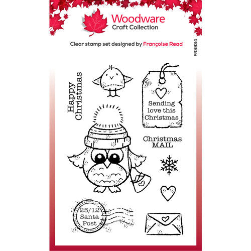 CREATIVE EXPRESSIONS STAMPS Woodware Collection - Owl Christmas Mail