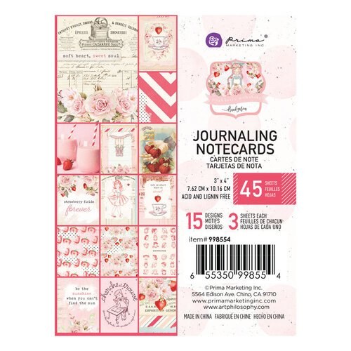 PRIMA - Journaling Notecards - STRAWBERRY MILKSHAKE 3 x 4in