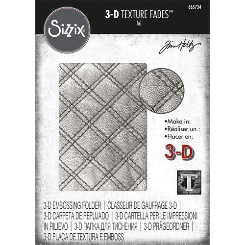 3D Embossing Folder Texture Fades  SIZZIX Tim Holtz   -Quilted 665734
