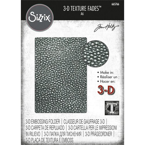 3D Embossing Folder Texture Fades SIZZIX Tim Holtz   -Cracked Leather A6 #665766