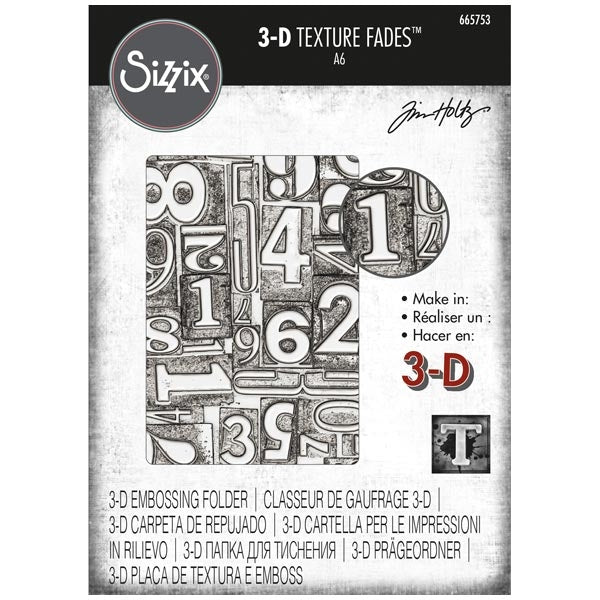 3D Embossing Folder Texture Fades  SIZZIX Tim Holtz   -Numbered 665753