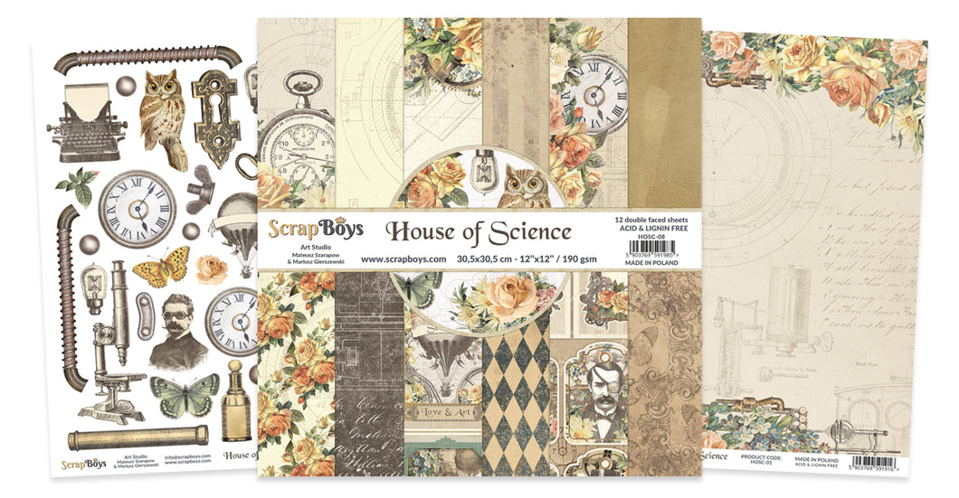 SCRAPBOYS - 12 x 12 HOUSE OF SCIENCE Paper Pack