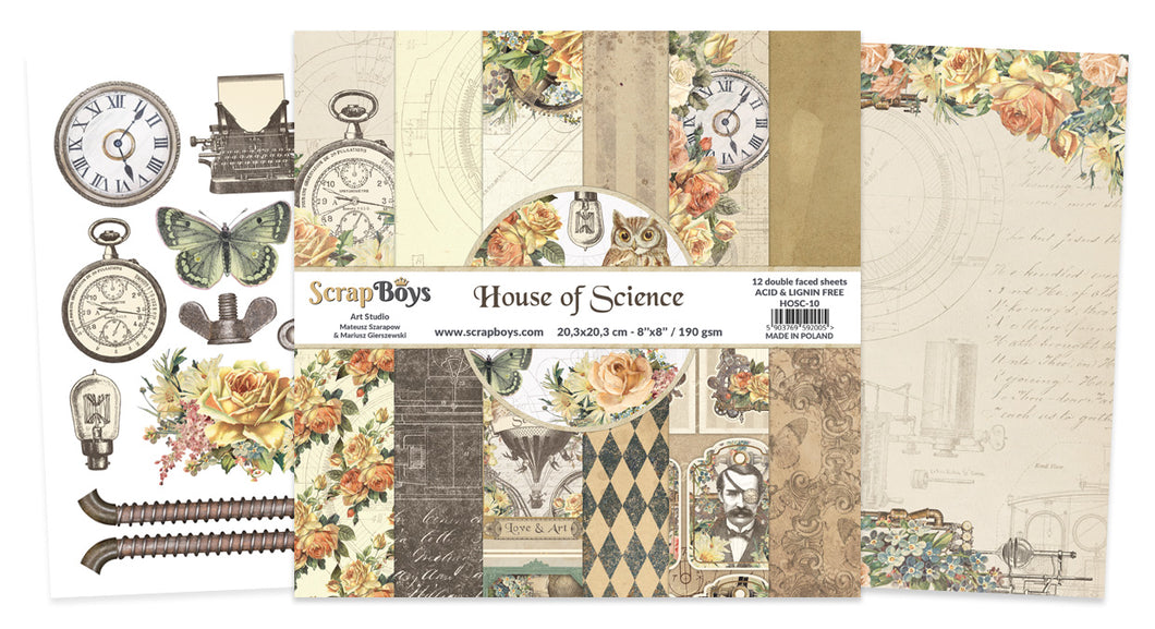 SCRAPBOYS -8x8 HOUSE of SCIENCE Paper Pack  HOSC-10