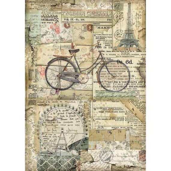 STAMPERIA  A4 Rice Paper Bicycle DSFA 4485