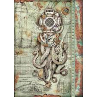 STAMPERIA  A4 Rice Paper Sea Mechanical #4435