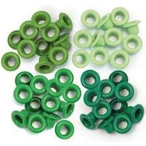 WE R  memory keepers - Eyelets  Green 60pc