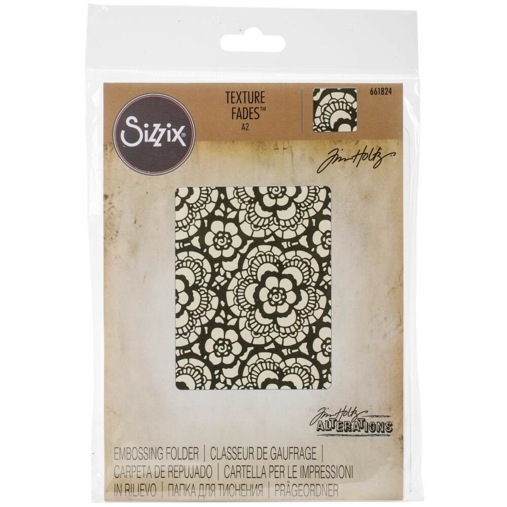 Embossing Folder Texture Fades SIZZIX TimHoltz   -Lace A2