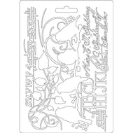 STAMPERIA  A5 soft mould BIRDS WITH TEXT # 517