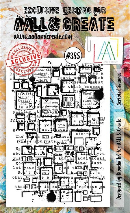 #385 AALL & CREATE STAMP SCRIPTED SQUARES A6