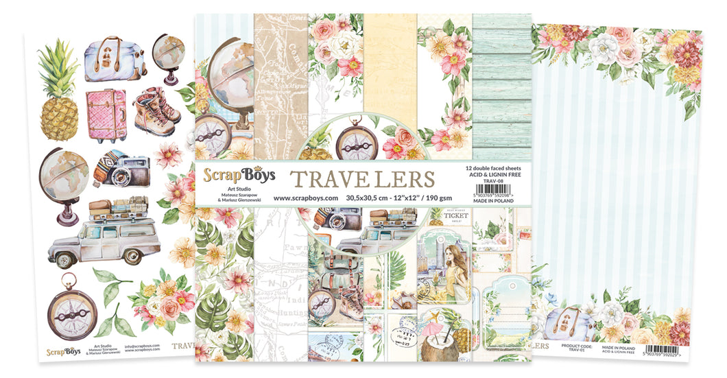 SCRAPBOYS - 12 x 12 TRAVELERS  Paper Pack