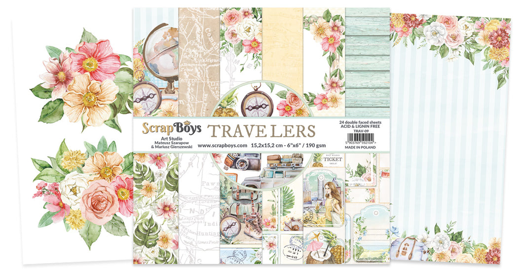 SCRAPBOYS - 6x6 TRAVELERS Paper Pack  TRAV-09