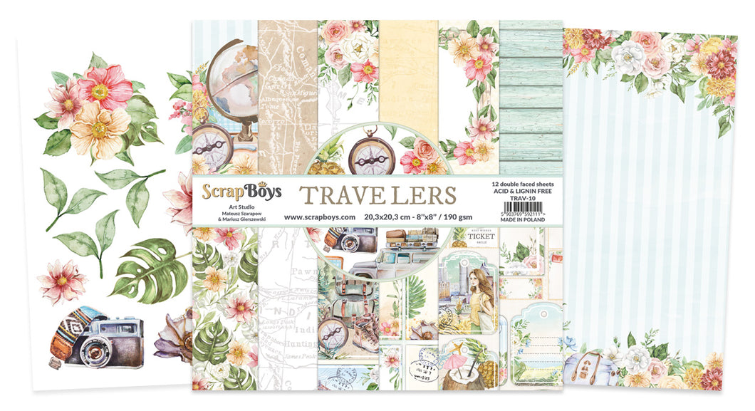 SCRAPBOYS -8x8 TRAVELERS Paper Pack  TRAV-10