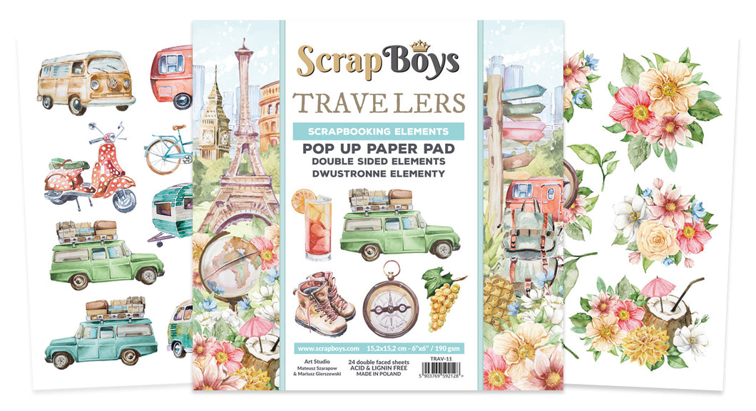 SCRAPBOYS -6x6 TRAVELERS PO UP PAPER PAD  TRAV-11